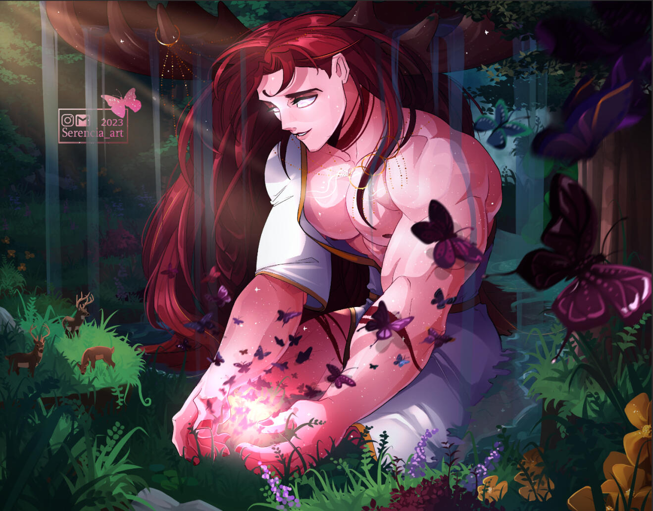 cellshaded render $90 base price(complex background and 2 different simple animals included price would be $190)